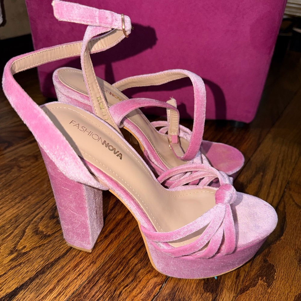 Fashion Nova Strappy Velvet Heels